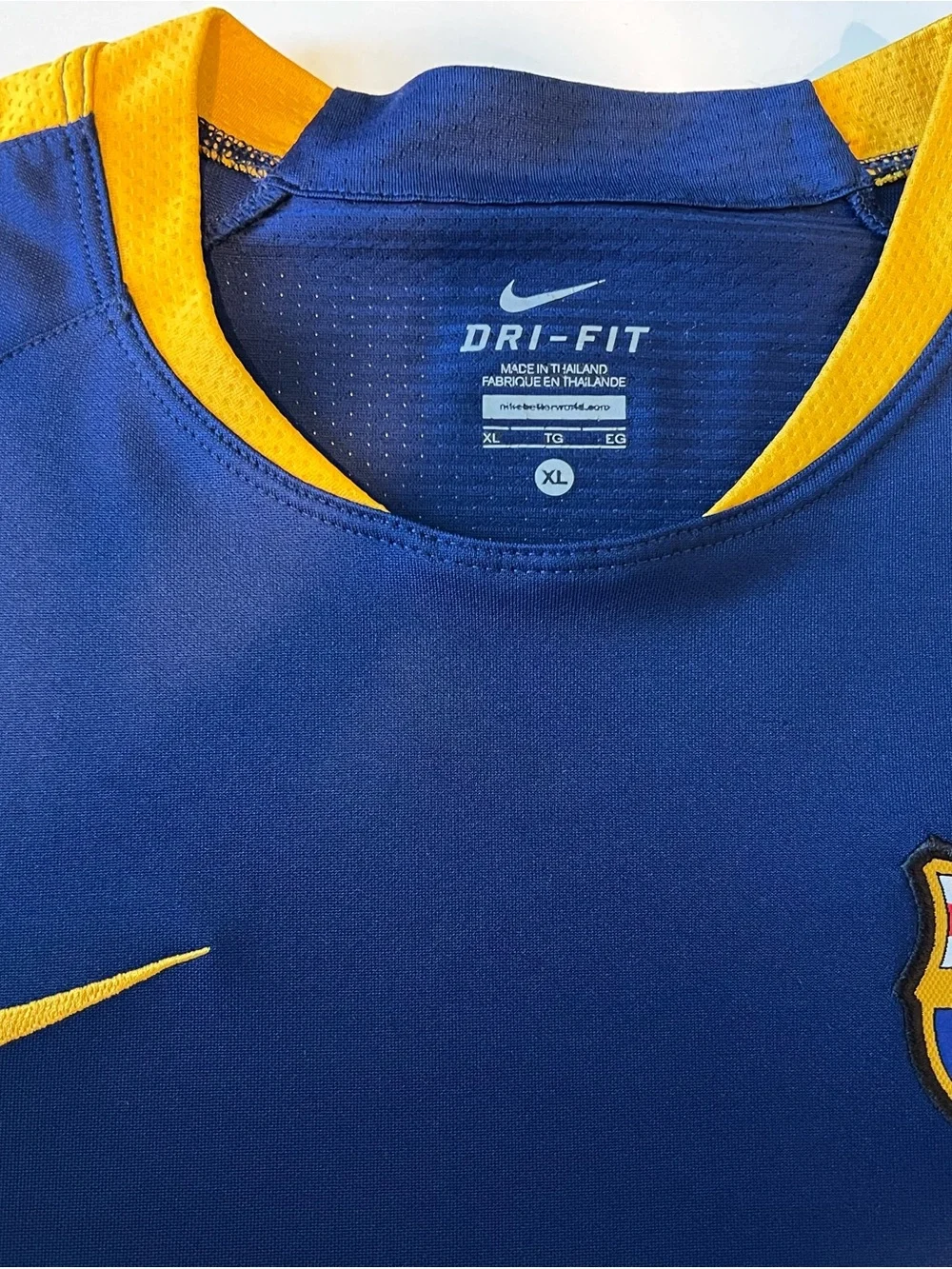 Nike Barcelona Kids Blue and Yellow Soccer Jersey with Qatar Airways Logo